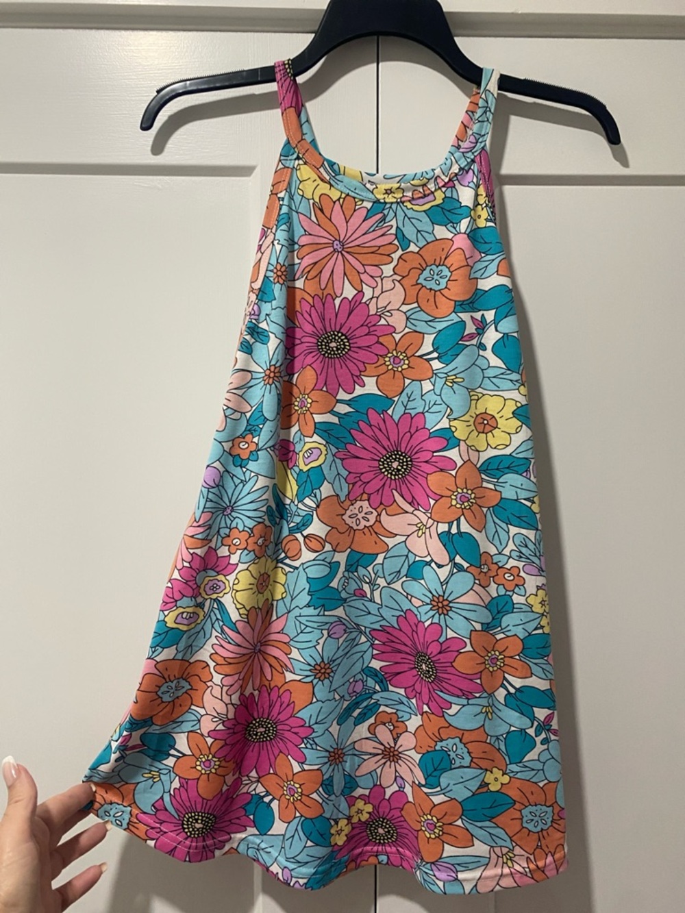 Womans Floral Halter Swing Dress in Bright Multi